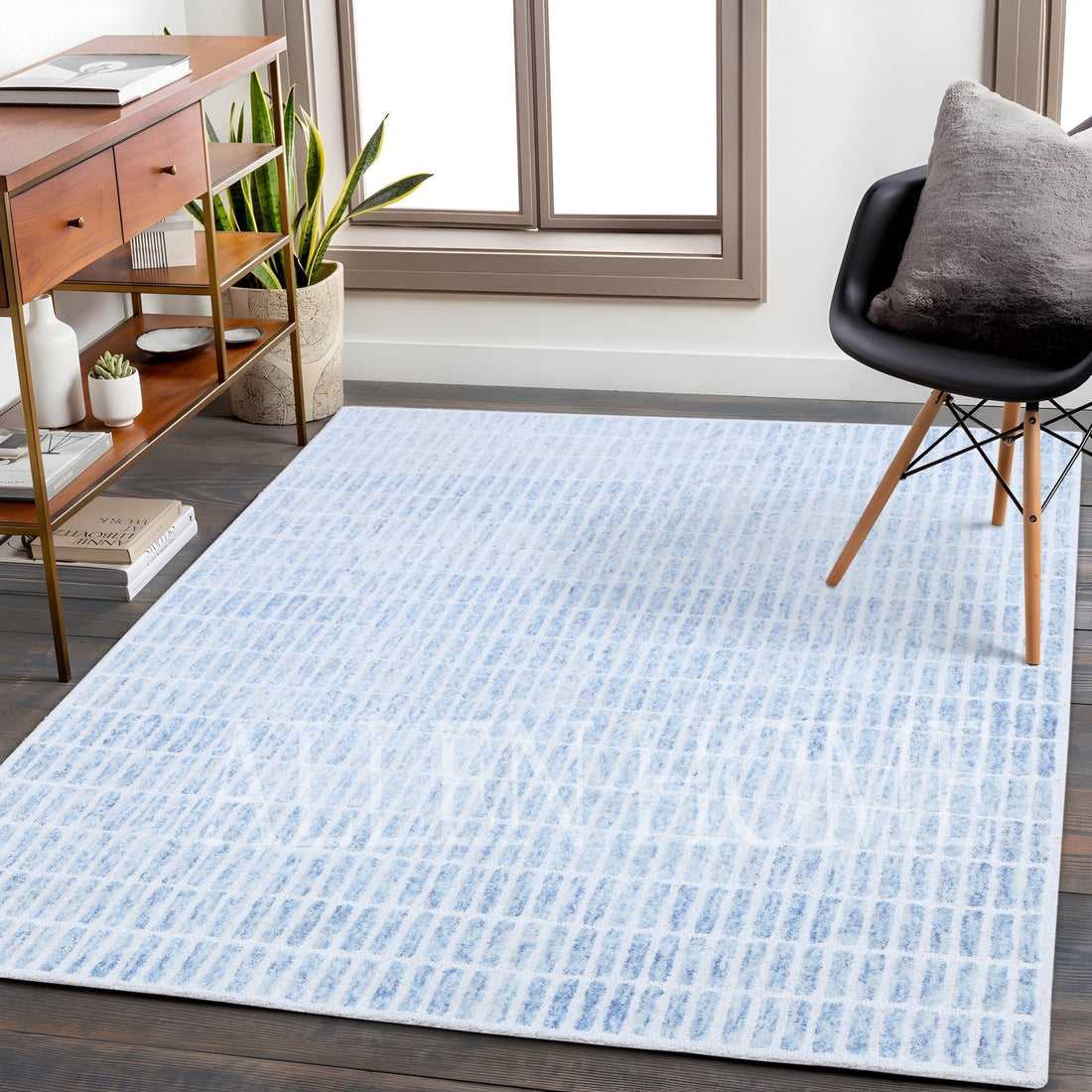 Hand-tufted wool rug in modern living room