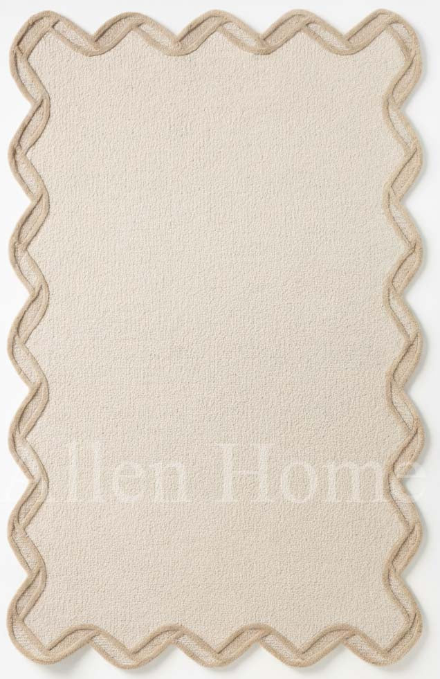Alco Scallop Border Hand-Tufted Wool Area Rug | Allen Home