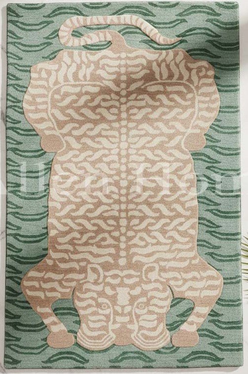 Tibet Tiger Animal Design Hand-Tufted Wool Area Rug | Allen Home