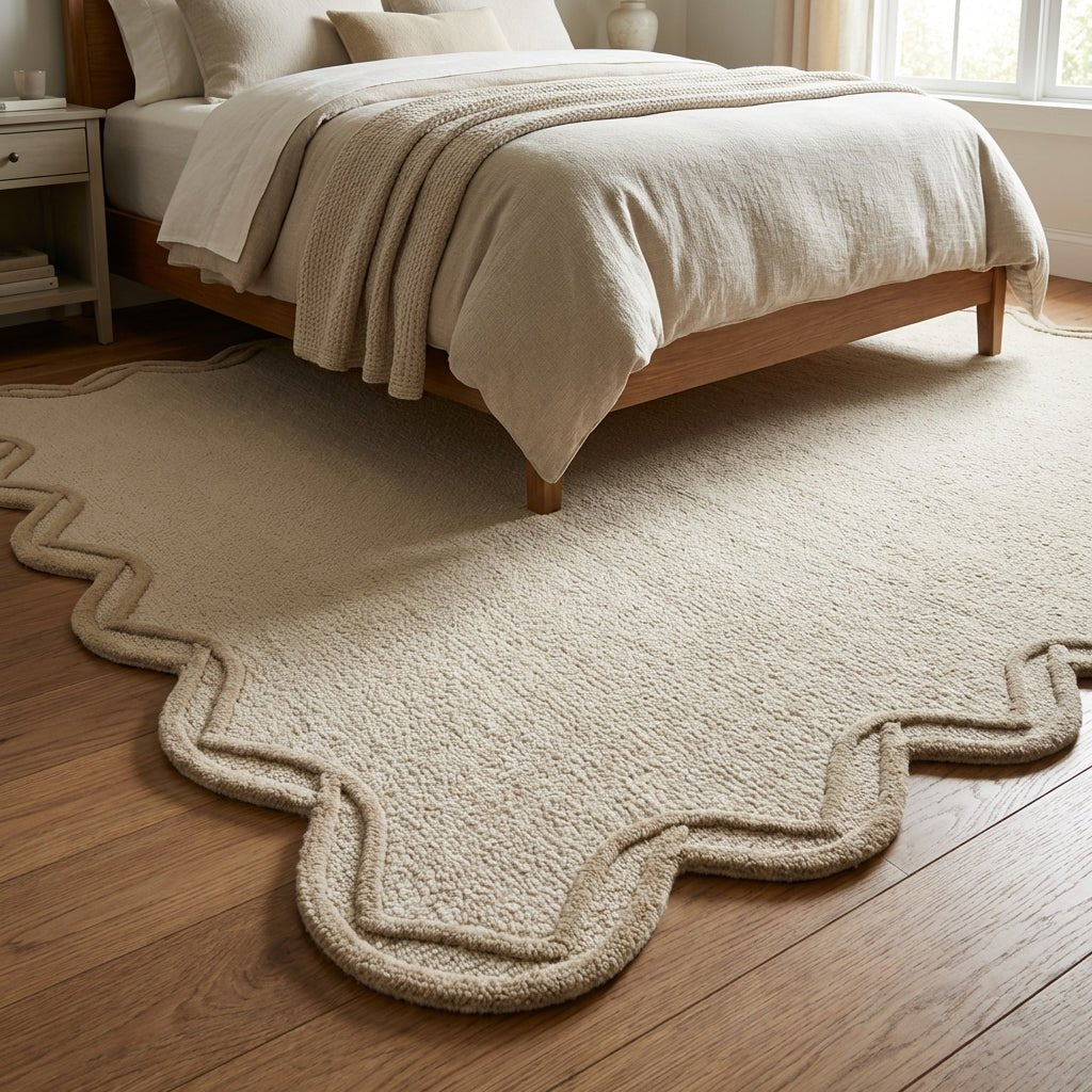 Alco Scallop Border Hand-Tufted Wool Area Rug | Allen Home