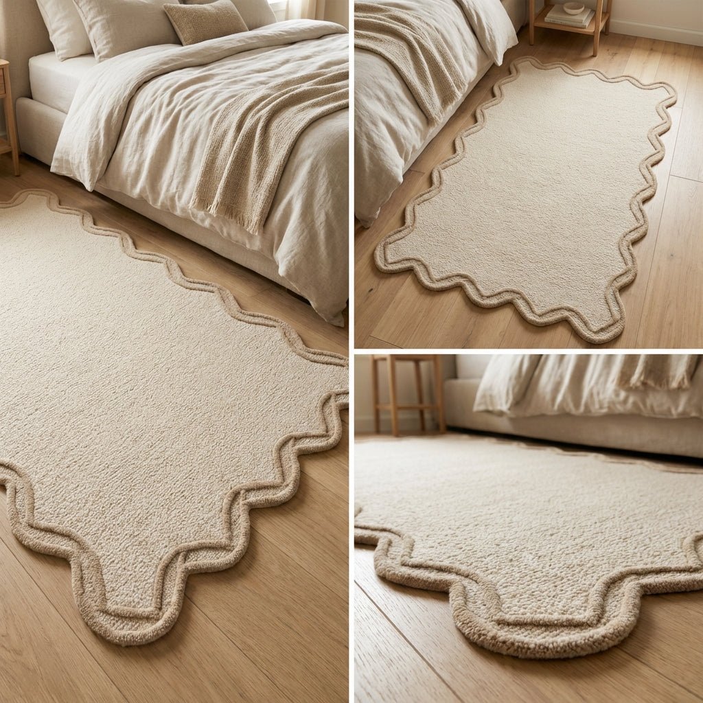 Alco Scallop Border Hand-Tufted Wool Area Rug | Allen Home