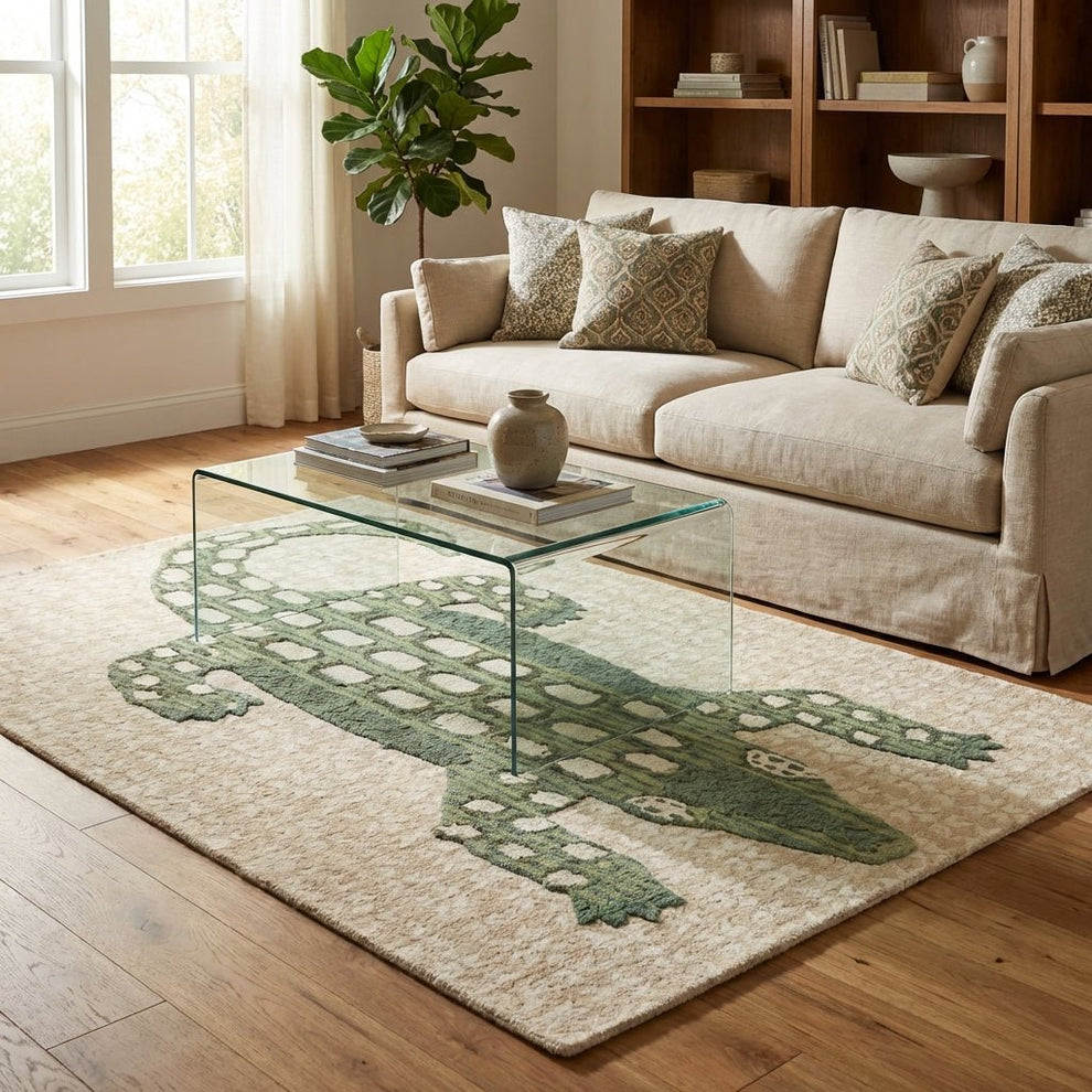 Alligator Animal Design Hand-Tufted Wool Area Rug | Allen Home