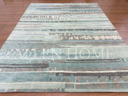 Aqua Drift – Hand Knotted Wool Area Rug 8x10