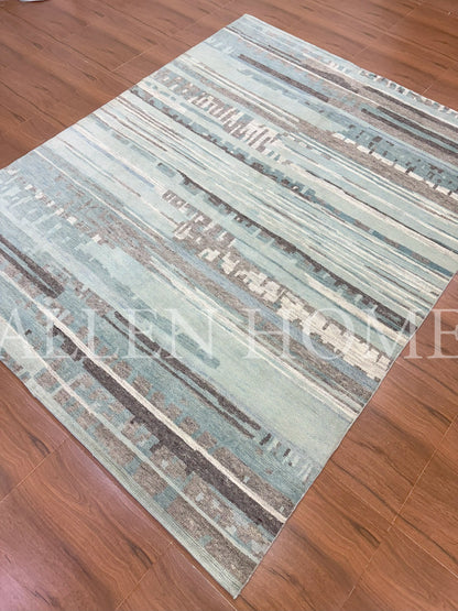 Aqua Drift – Hand Knotted Wool Area Rug 8x10