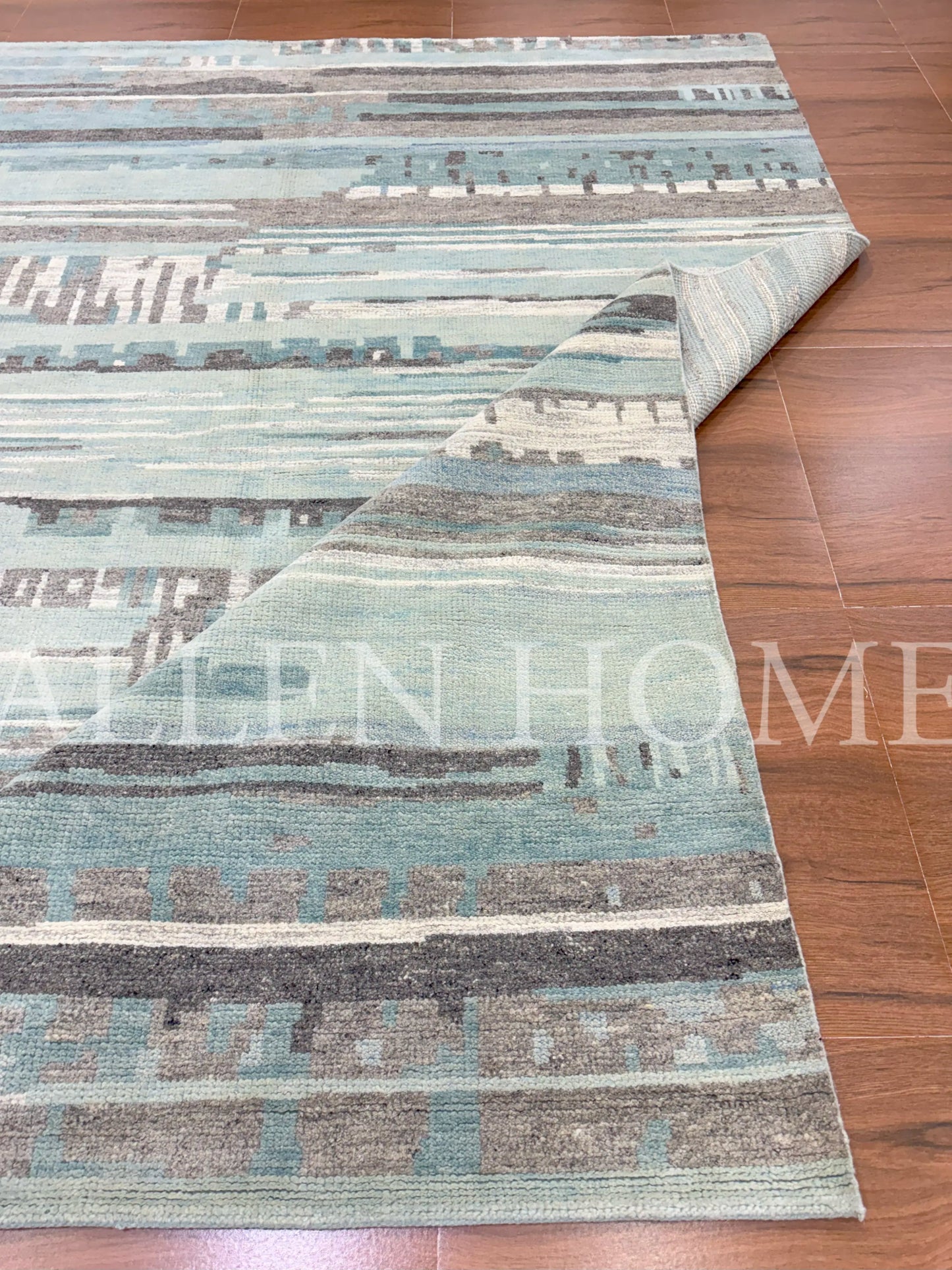 Aqua Drift – Hand Knotted Wool Area Rug 8x10