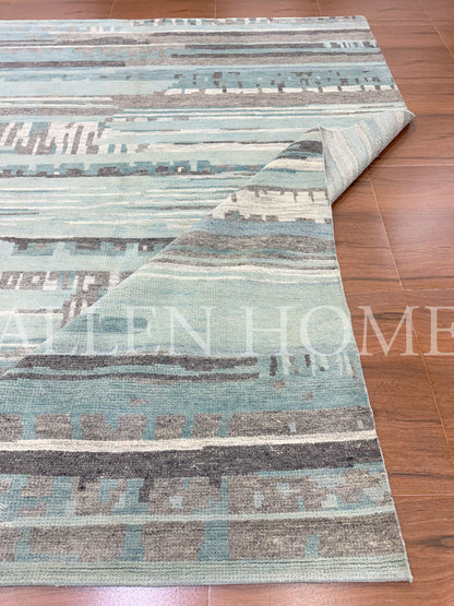 Aqua Drift – Hand Knotted Wool Area Rug 8x10