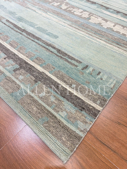 Aqua Drift – Hand Knotted Wool Area Rug 8x10