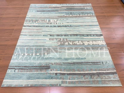 Aqua Drift – Hand Knotted Wool Area Rug 8x10