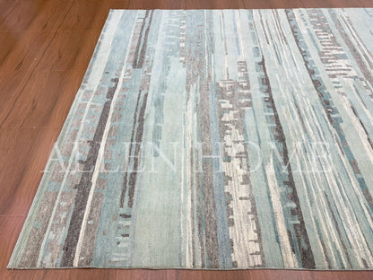 Aqua Drift – Hand Knotted Wool Area Rug 8x10