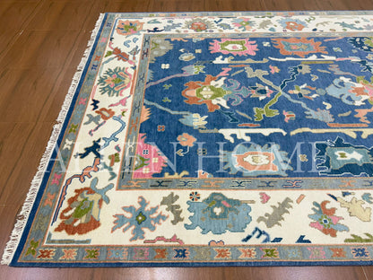 Azure Bloom Oushak – Hand Knotted Wool Area Rug 8x10