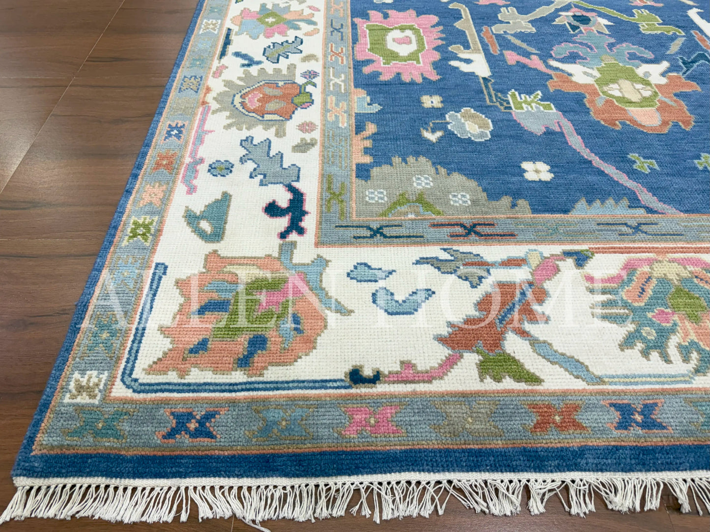 Azure Bloom Oushak – Hand Knotted Wool Area Rug 8x10