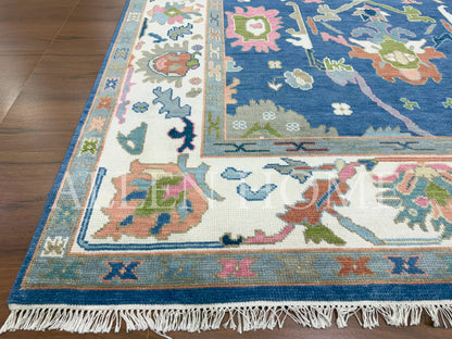 Azure Bloom Oushak – Hand Knotted Wool Area Rug 8x10