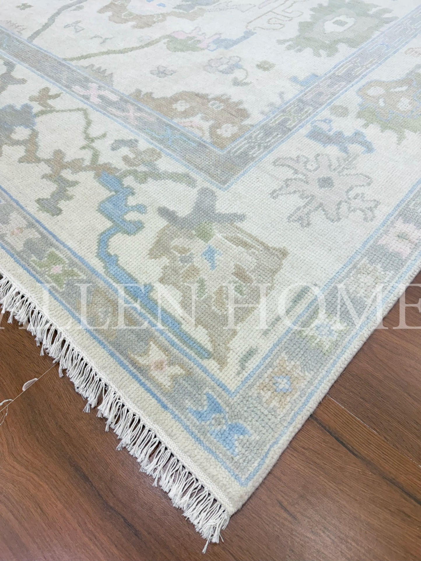 Azure Bloom Oushak – Hand Knotted Wool Area Rug 8x10