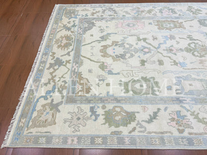 Azure Bloom Oushak – Hand Knotted Wool Area Rug 8x10
