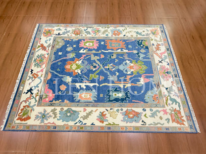 Azure Bloom Oushak – Hand Knotted Wool Area Rug 8x10