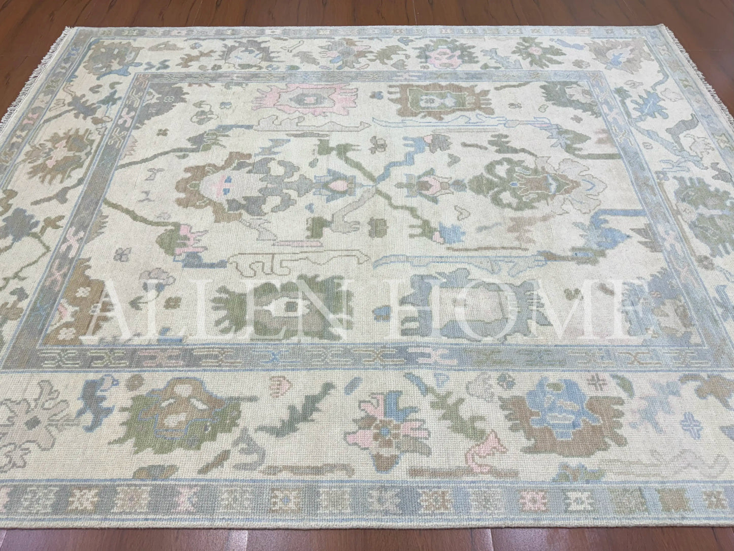 Azure Bloom Oushak – Hand Knotted Wool Area Rug 8x10