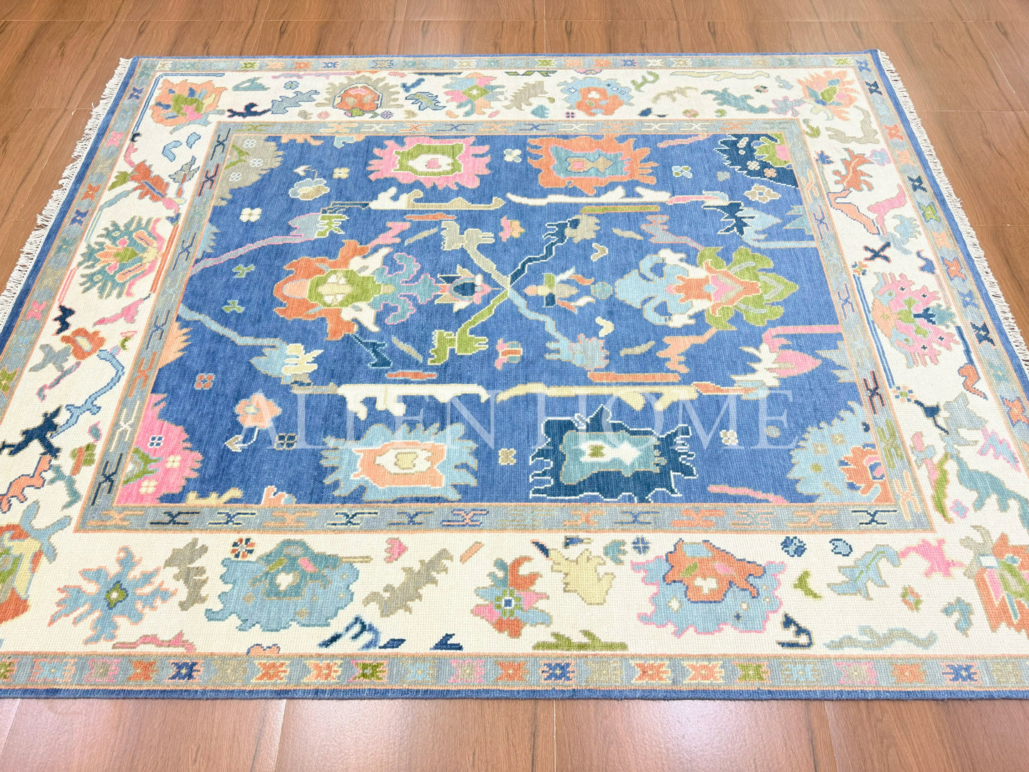 Azure Bloom Oushak – Hand Knotted Wool Area Rug 8x10