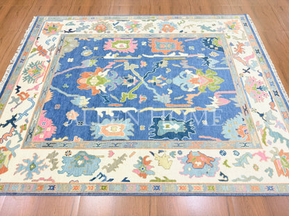 Azure Bloom Oushak – Hand Knotted Wool Area Rug 8x10