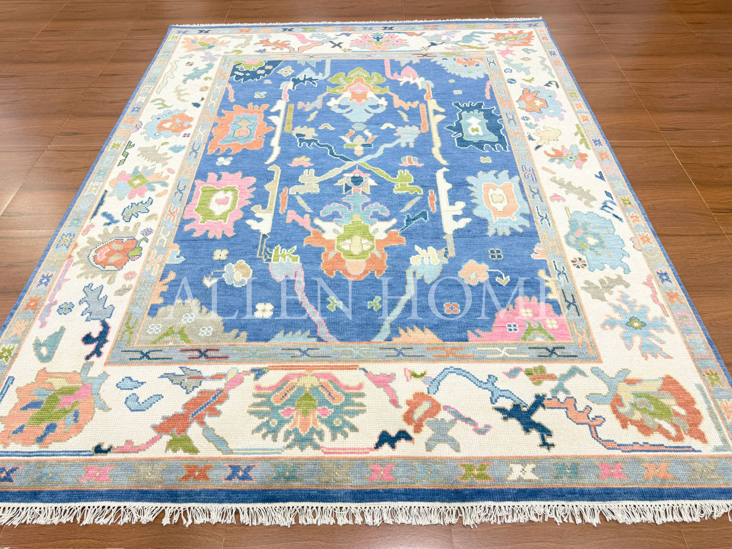 Azure Bloom Oushak – Hand Knotted Wool Area Rug 8x10