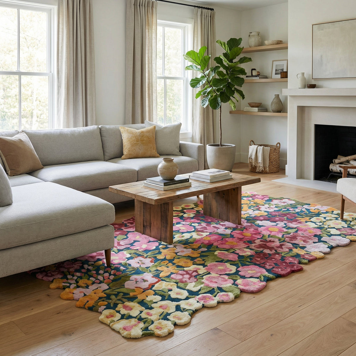 Cassia Floral Wool Viscose Rug – Hand-Tufted Garden-Inspired Design ...