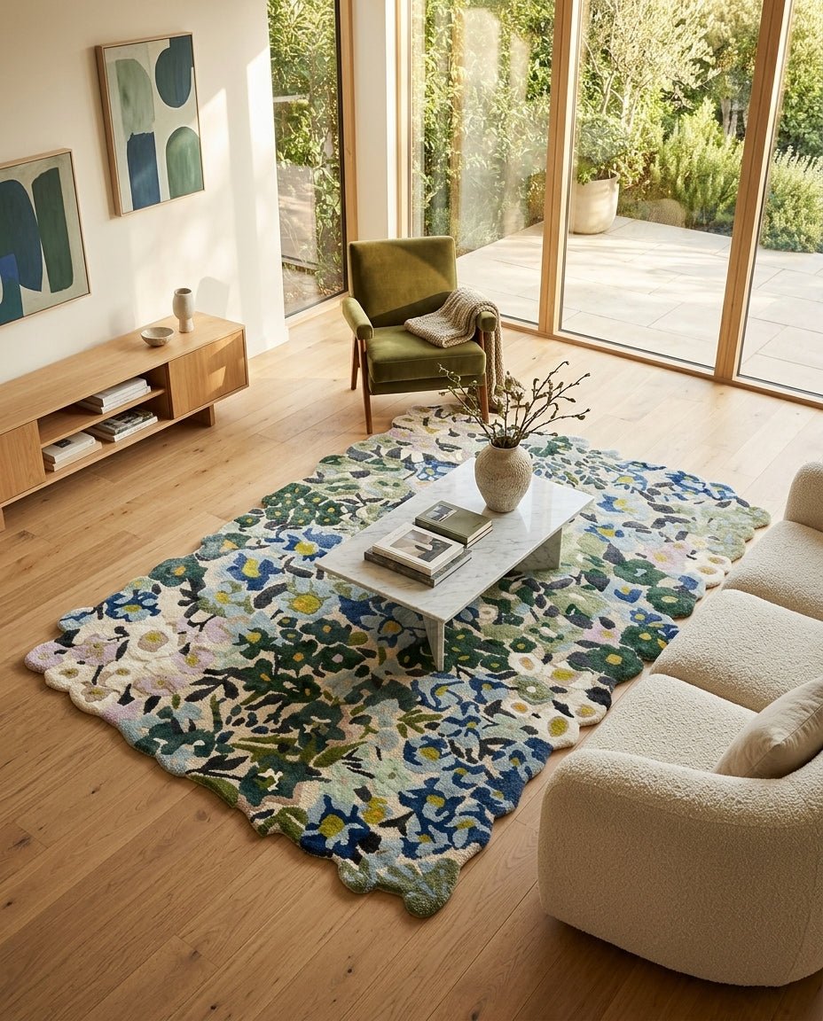 Alam ウェットスーツ ボトムス ハイウエスト 花柄 Cassia Floral Wool Viscose Rug – Hand-Tufted Garden-Inspired