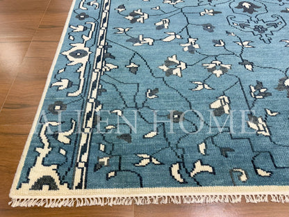 Cerulean Vine Persian – Hand Knotted Wool Area Rug