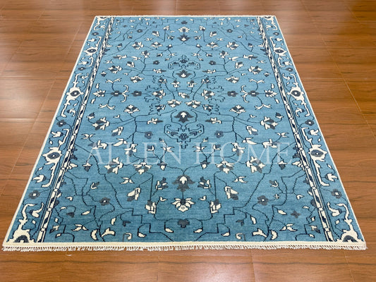 Cerulean Vine Persian – Hand Knotted Wool Area Rug 8x10