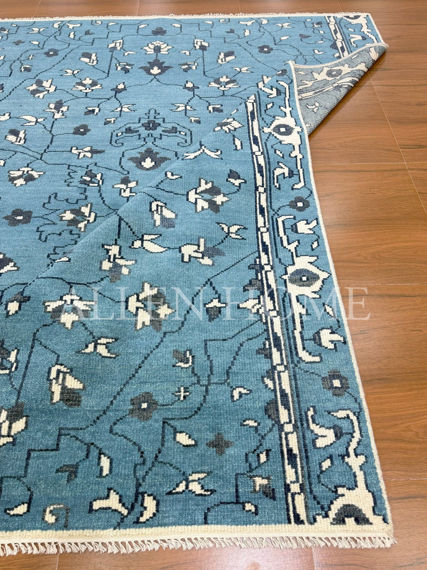 Cerulean Vine Persian – Hand Knotted Wool Area Rug