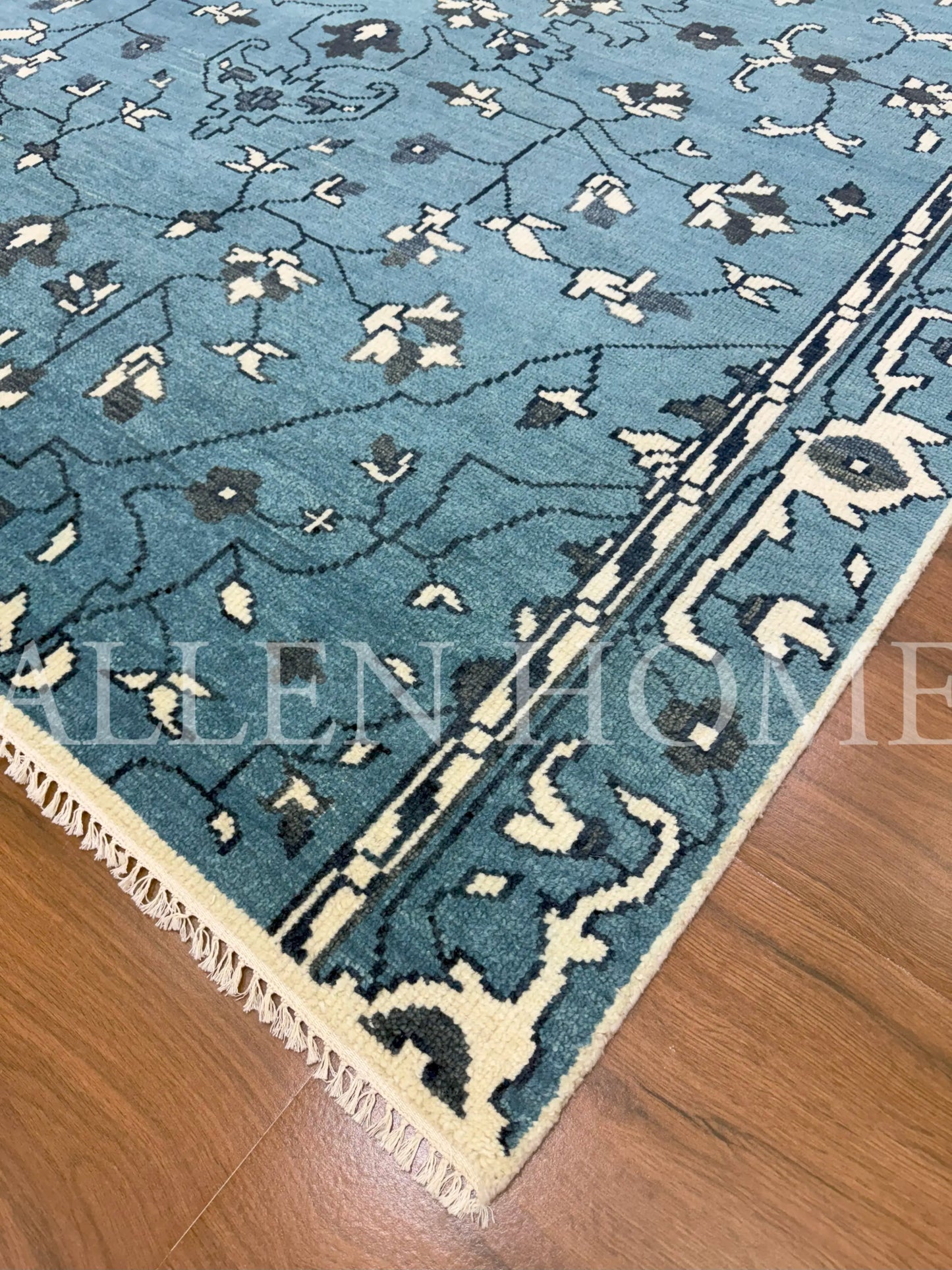 Cerulean Vine Persian – Hand Knotted Wool Area Rug