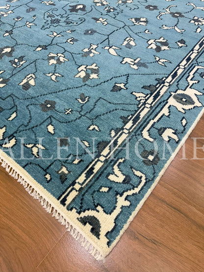 Cerulean Vine Persian – Hand Knotted Wool Area Rug