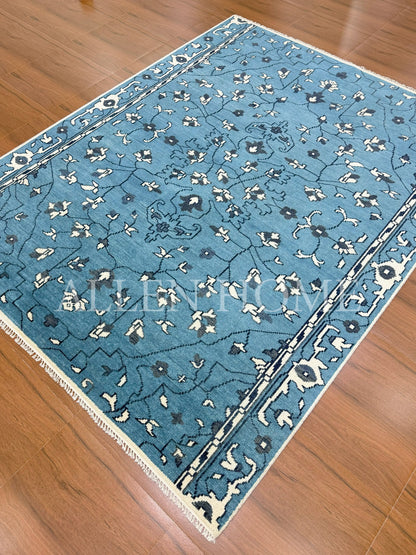 Cerulean Vine Persian – Hand Knotted Wool Area Rug