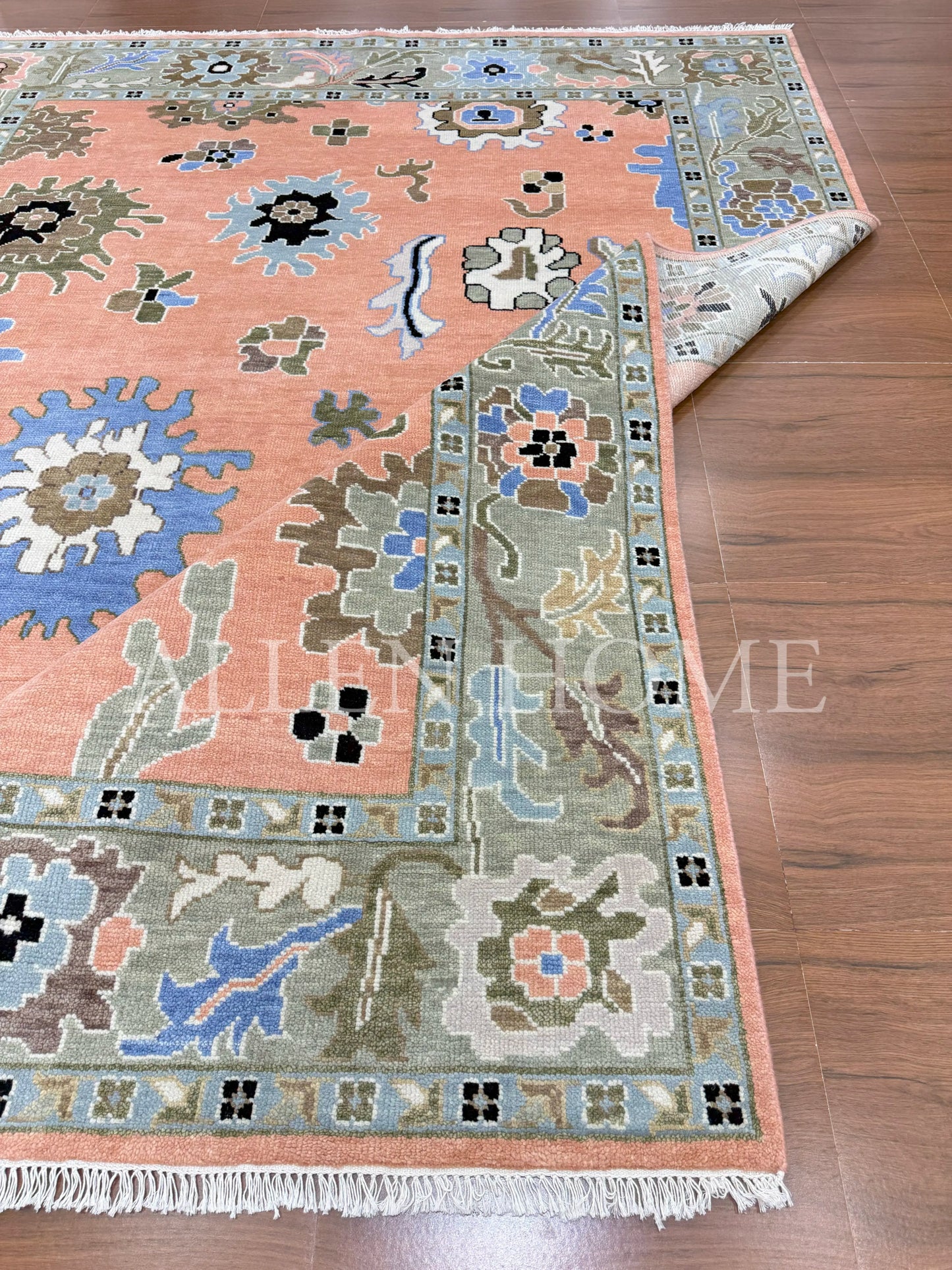 Coral Bloom Oushak – Hand Knotted Wool Area Rug 9x12