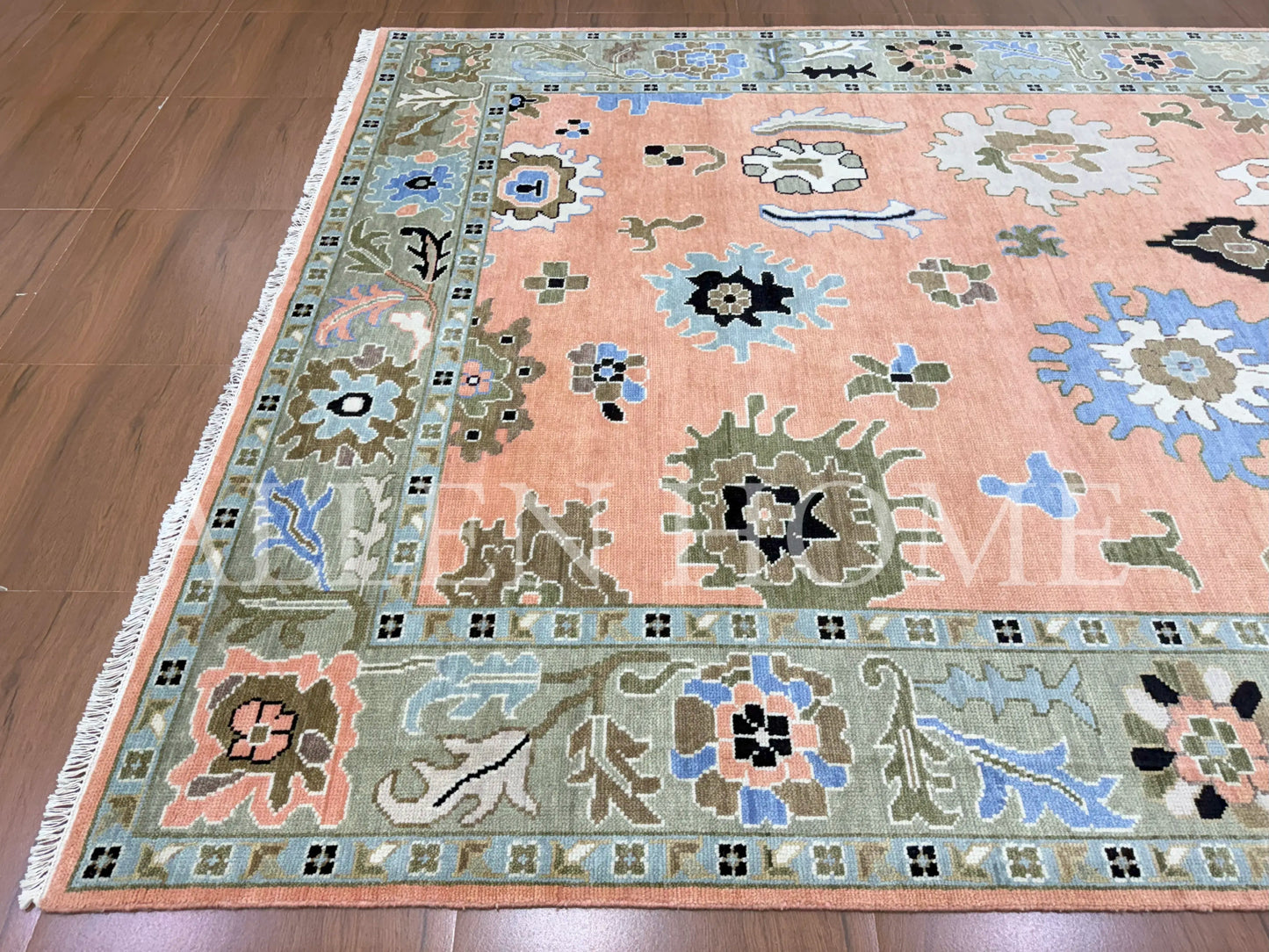 Coral Bloom Oushak – Hand Knotted Wool Area Rug 9x12