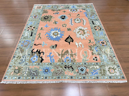 Coral Bloom Oushak – Hand Knotted Wool Area Rug 9x12