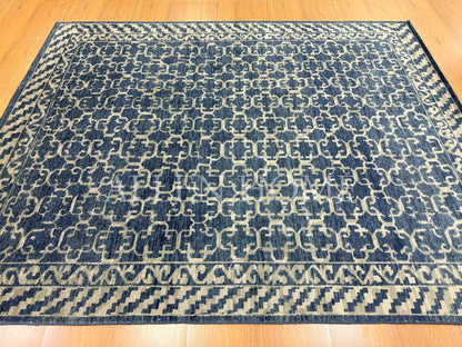 Indigo Lattice Rug – Hand Knotted Wool Area Rug 8x10