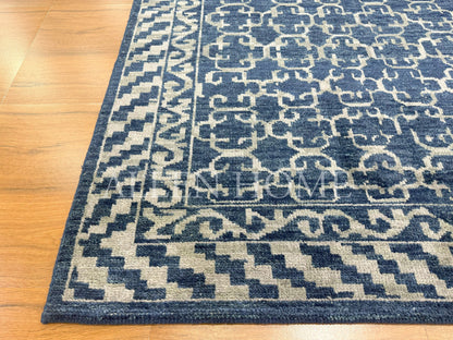 Indigo Lattice Rug – Hand Knotted Wool Area Rug 8x10