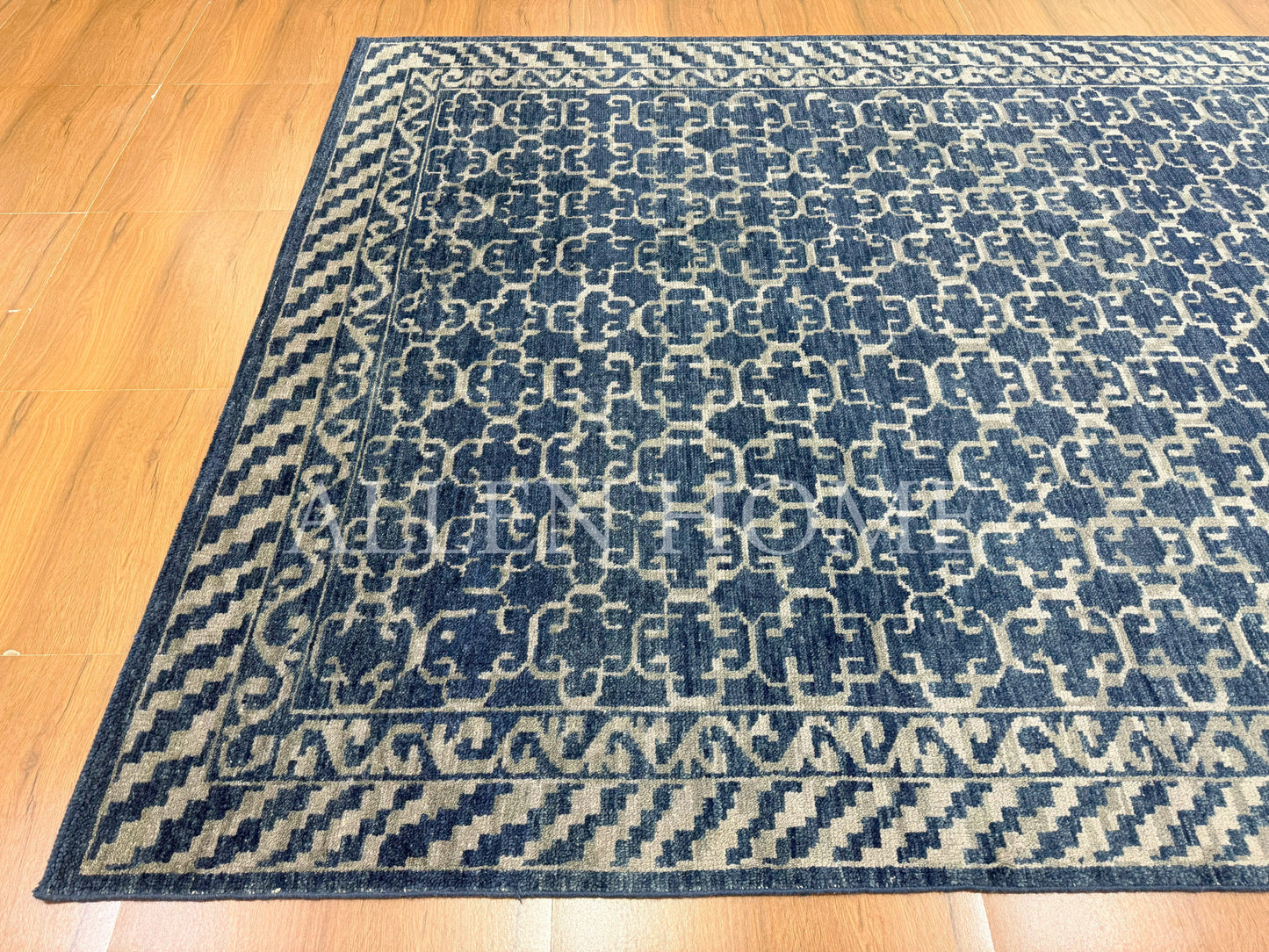 Indigo Lattice Rug – Hand Knotted Wool Area Rug 8x10
