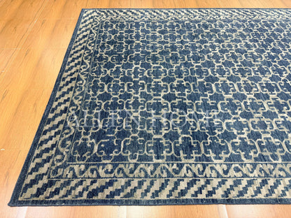 Indigo Lattice Rug – Hand Knotted Wool Area Rug 8x10
