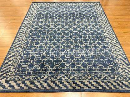 Indigo Lattice Rug – Hand Knotted Wool Area Rug 8x10