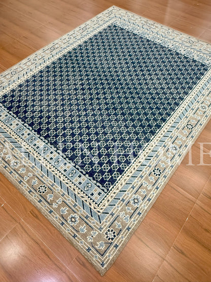 Indigo Trellis Persian – Hand Knotted Wool Area Rug 9x12