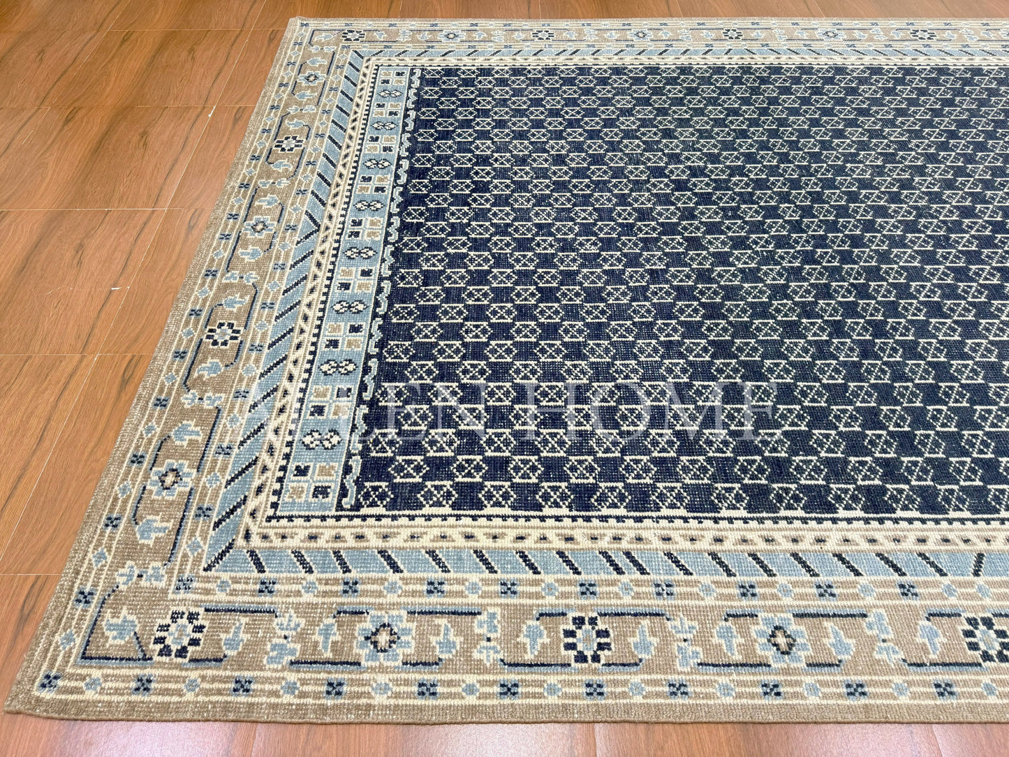 Indigo Trellis Persian – Hand Knotted Wool Area Rug 9x12