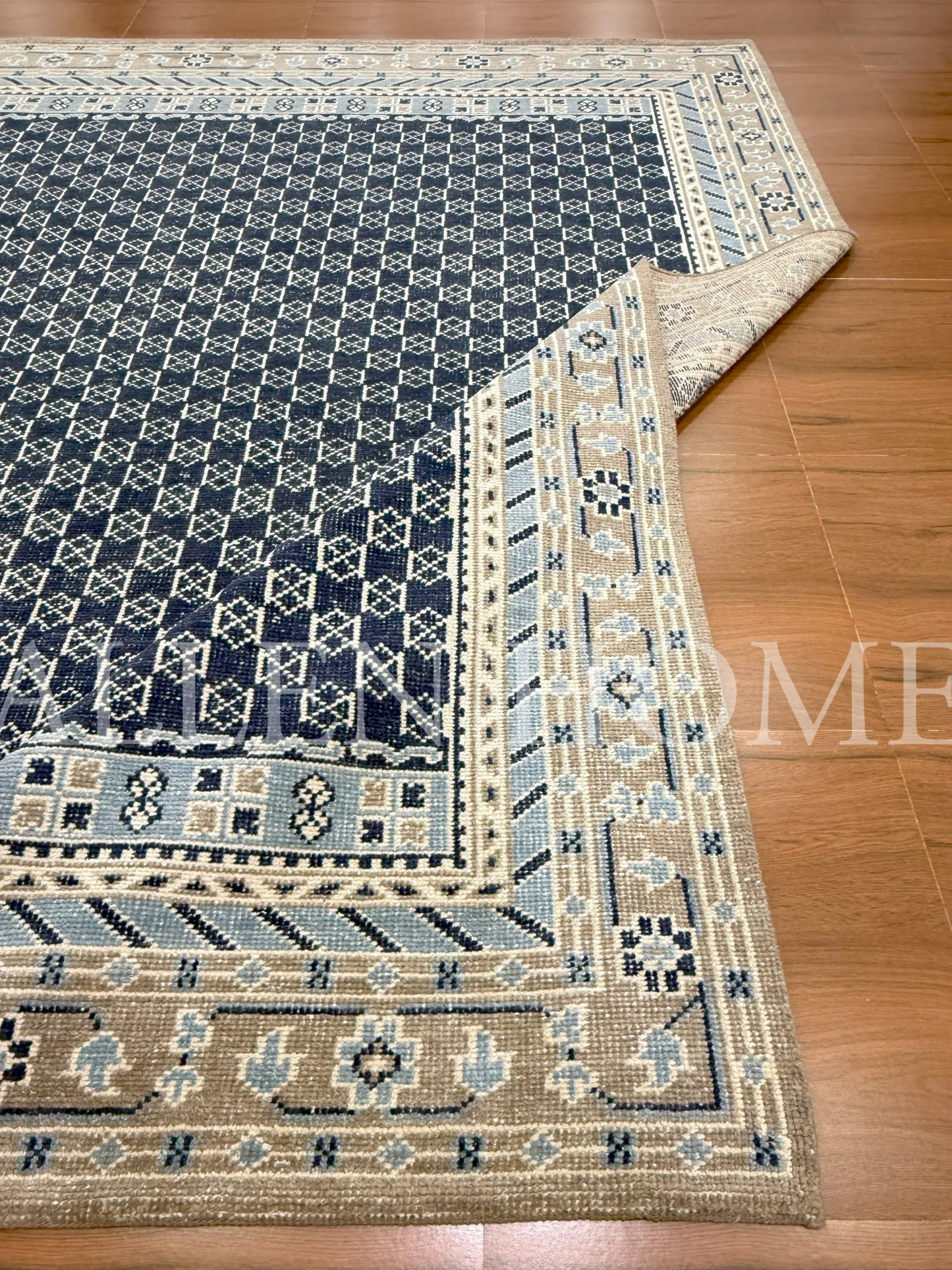 Indigo Trellis Persian – Hand Knotted Wool Area Rug 9x12