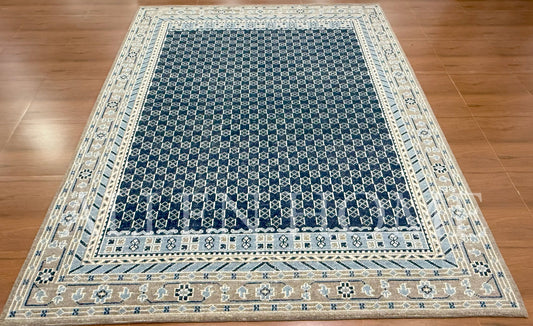 Indigo Trellis Persian – Hand Knotted Wool Area Rug 9x12