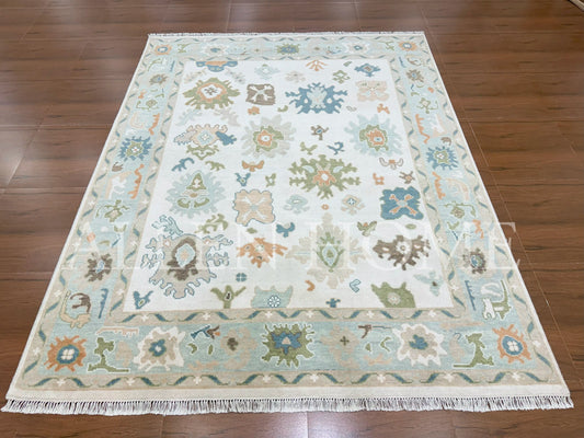 Ivory Meadow Oushak – Hand Knotted Wool Area Rug 8x10