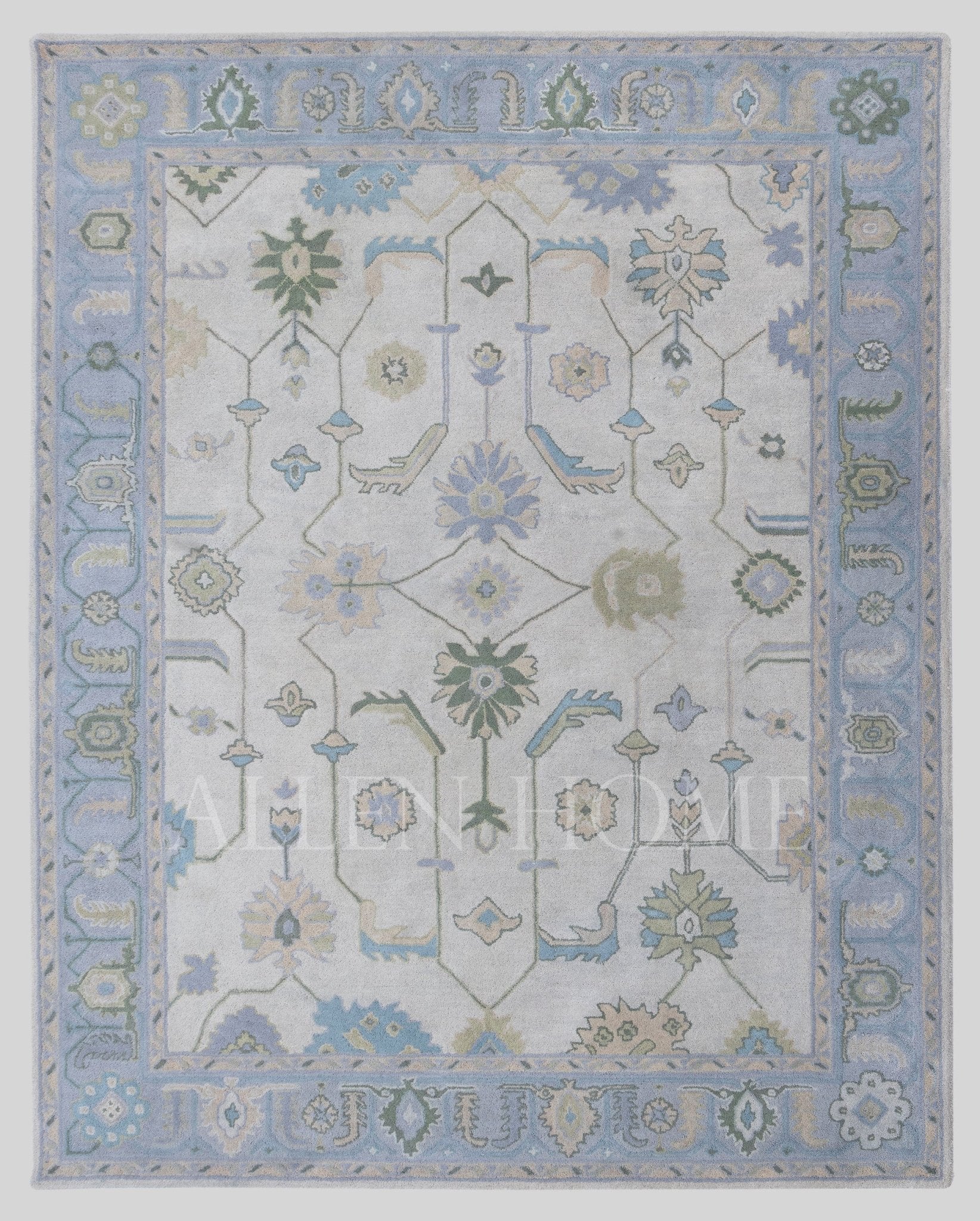 Lori Oushak wool area rug — Blue