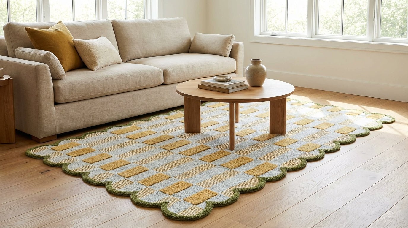 matilda ヴィンテージ ドイリー 葡萄手刺繍 麻 大 3枚 Metallic Matilda Hand-Tufted Wool Modern Area Rug | Allen Home