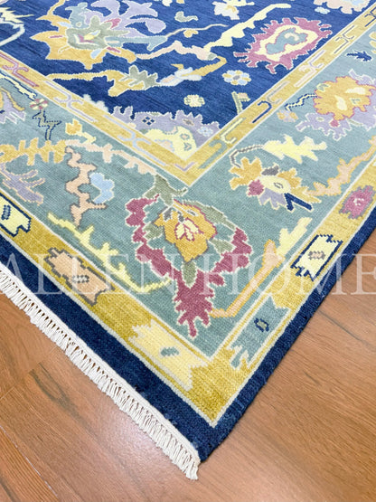Midnight Bloom Oushak – Hand Knotted Wool Area Rug 8x10