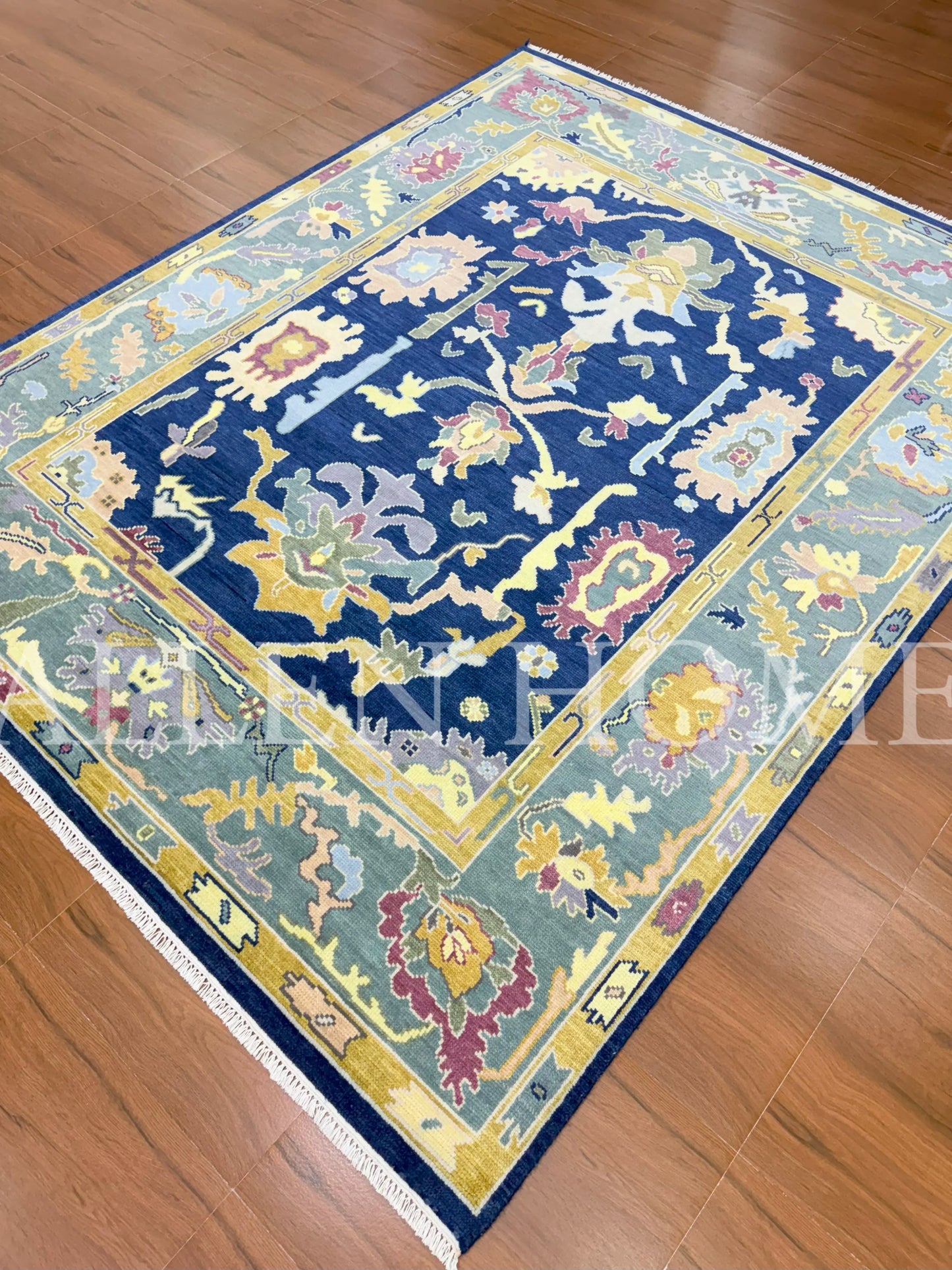 Midnight Bloom Oushak – Hand Knotted Wool Area Rug 8x10