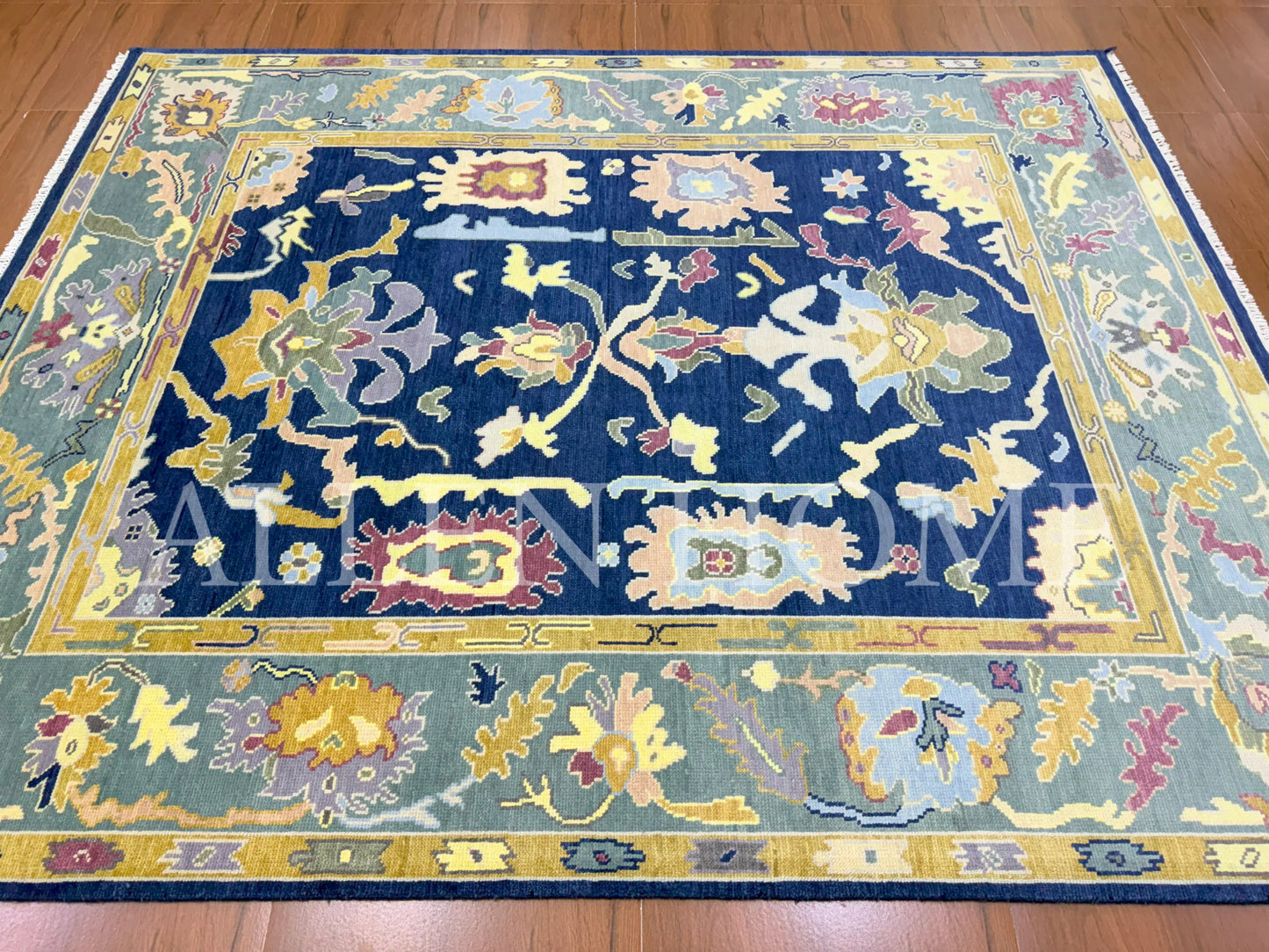 Midnight Bloom Oushak – Hand Knotted Wool Area Rug 8x10
