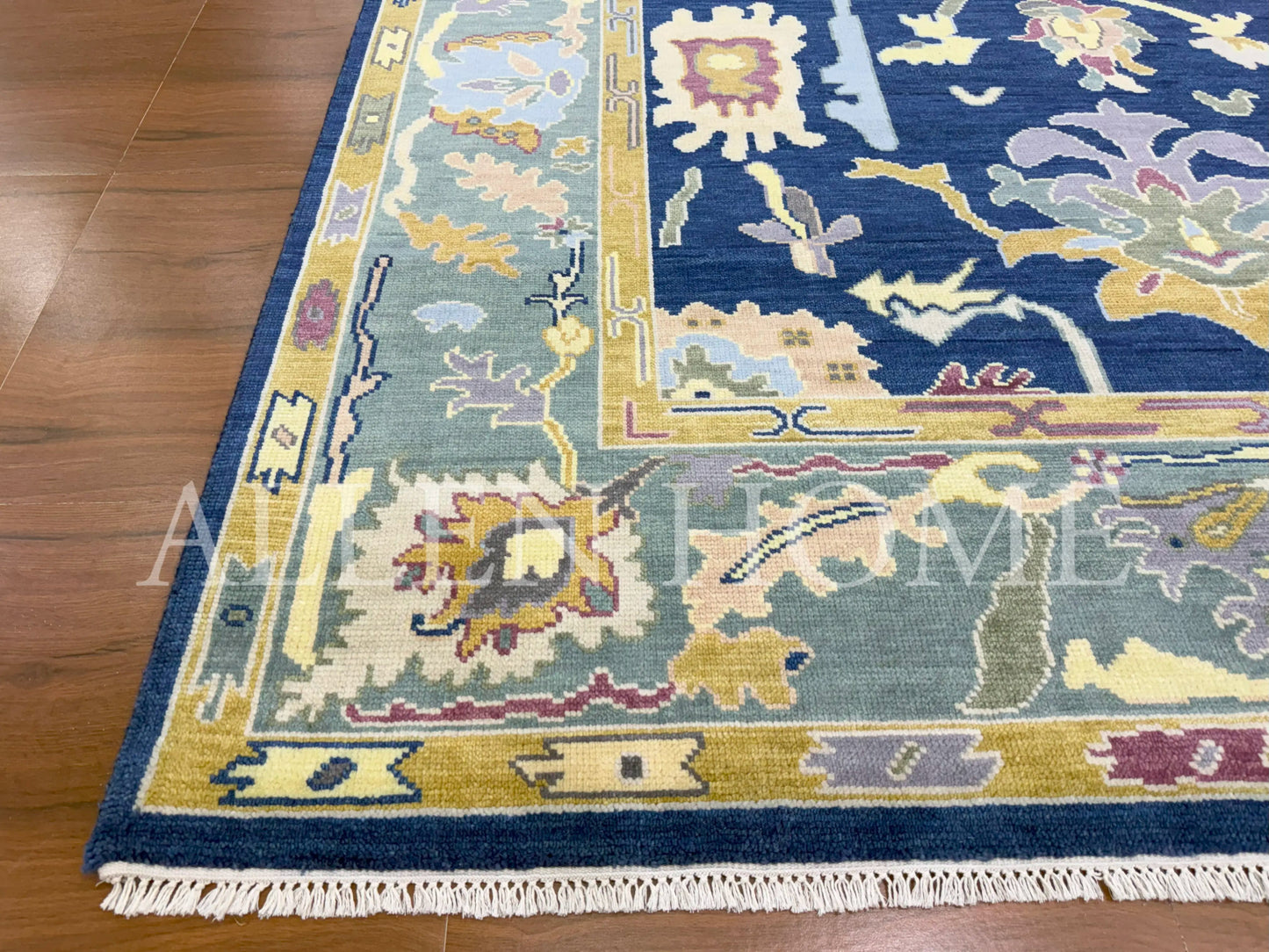 Midnight Bloom Oushak – Hand Knotted Wool Area Rug 8x10